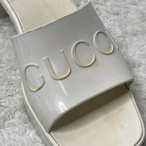 GUCCI Women's White Heeled Square Toe Slide Sandals Shoes Size 39 - Picture 7 of 16